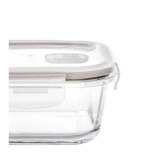 Pote 520ml 13,7x13,7x6,5cm Hermético Quadrado Em Vidro Borossilicato Com Tampa